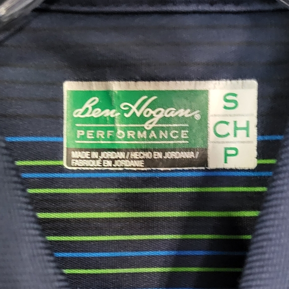 Ben Hogan Men's Blue/Green Striped 3 Button Short Sleeve Polo Shirt Size Small - Picture 3 of 7